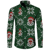Funny Christmas Theme Digital 3D Printing Men's Button Lining Casual Long Sleeve