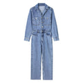 Summer Waist-tight Straight-leg Denim Jumpsuit