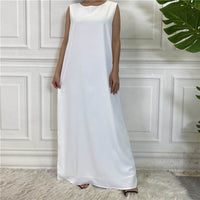 Middle East Dubai Hot Sale Solid Color Nida Fabric Simple Sleeveless Dress