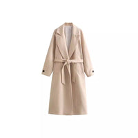 Temperament Fashion Neutral With Waist Woolen Coat