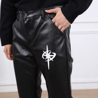 Men's Loose Casual Faux Leather Wide-Leg Pants