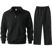 Men's Jacquard Casual Top Hoodie Cardigan Set