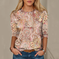 Women's Geometric 3D Digital Printed Loose Long Sleeves Sweater
