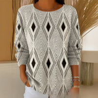 Creative Pattern Women's Drop Shoulder Round Neck Long Sleeve T-Shirt