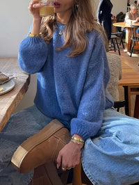 Casual Crew-neck Knit Sweater Women's Sweater Top