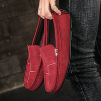 British Style Casual Men's Shoes Suede Rubber Sole Handmade Gommino Casual Shoes