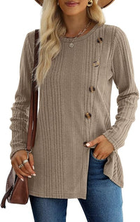Women's Solid Color Round Neck Pit Stripe Brushed