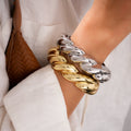 Metal Twist Open Bangle, Personalized Niche Exaggerated Bracelet, Light Luxury Advanced Sense Jewelry