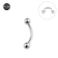 F136 Titanium Alloy Internal Thread Double Head Bending Rod Eyebrow Ring