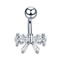 Stainless Steel Inlaid Zircon Bow Navel Stud Body Piercing Jewelry
