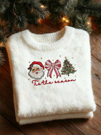 Womens 3D DigitalPrint Flannel Crewneck Sweatshirt For FallWinter