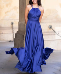 Solid Color Pleated Strapless Sleeveless Sexy Backless Lace-Up Maxi Split Evening Gown