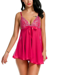 Plus Size Underwear Embroidered Sequins Transparent Suspender Nightdress