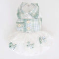 Dog Clothes Mint Green Small Plaid Fake Two-piece Dress