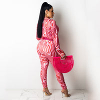Autumn And Winter New Women's Clothing Fashion Sexy Print Long Sleeve Tight Casual Suit