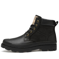 Leather high-top casual shoes