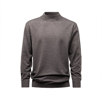 Men's Solid-Color Mock-Neck Knitted Sweater