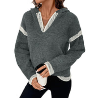 Dark Gray Contrast Color Trim Sweater