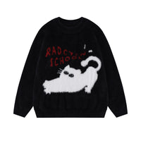 Winter Real Shot American Sweet Girl Loose Furry Pullover Sweater