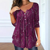 Elegant Loose Button Large Size Top Women's T-shirt