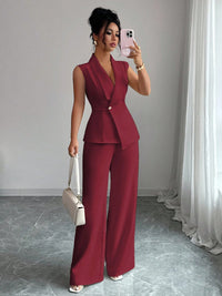 Sleeveless Blazer And Straight-leg Pants Two-piece Set