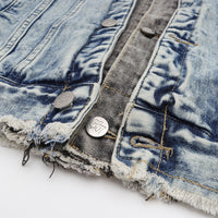 Spring And Autumn Stitching Contrast Color Washing Loose All-match Pu Handsome Denim Jacket