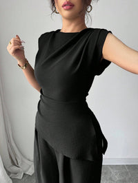 Irregular Hem Top And Wide-leg Pants Two-piece Set
