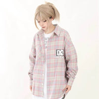 Long Sleeve Plaid Shirt Loose-fitting Versatile Blouse Design Retro Coat