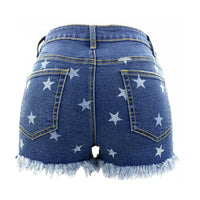 Womens High-Waisted Fringe Star-Print Shorts