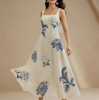 Strapless 3D Floral Print Minimalist Dress