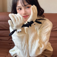 Couple Magnetic Warm Gloves Cute Doll Hand Gloves