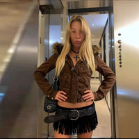 Womens Short Jacket With A Fur-trimmed Hood