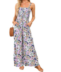Womens Sleeveless Jumpsuit With Floral Print