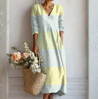 Lady's Linen Long-sleeved Dress