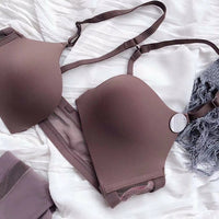 Invisible front button bra set