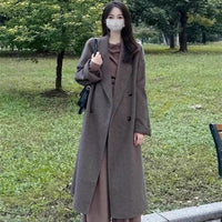 Design Sense Oatmeal Color Small Woolen Overcoat Women's Coat