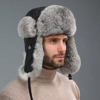 Rabbit Fur Unisex Thickened Warm Ear Protection Cold-proof Outdoor Hat