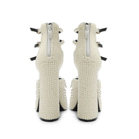 Thick High Heel Thick Platform Muffin Pearl Pointed Sandals
