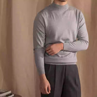 Soft Glutinous Skin-friendly Wool Mock Neck Sweater Gentleman