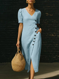 Women's Casual V-Neck Short-Sleeve Dress
