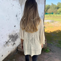 Hollow-out Half-sleeved Cardigan Knitted Fashion Cardigan Sweater