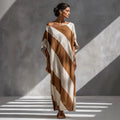 Women's Cotton-Linen Striped Colorblock Dress