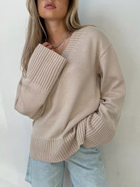Women Solid Color Pullover Sweater Idle Style