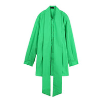 Women's Spring New Poplin Bow Shirt Dress