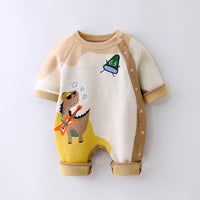 Baby Leisure Long Sleeve Double-layer Embroidered Jumpsuit