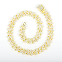 15mm Diamond-Encrusted Hinged Hip-Hop Necklace In A Diamond-Shaped Design