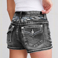 Women's Slim-fit Embroidered Fashion Denim Shorts