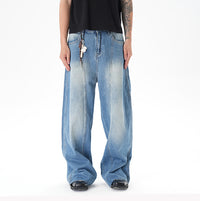 Cut Washed Vintage Washed Wide Leg Machete Jeans