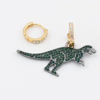 Personalized Asymmetrical Diamond-encrusted Dinosaur Animal Ear Clips