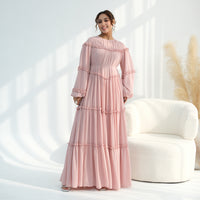 Middle Eastern Lace-trimmed Tiered Cake Skirt Dress